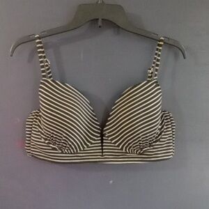 Xhilaration Black and White Striped Bikini Top